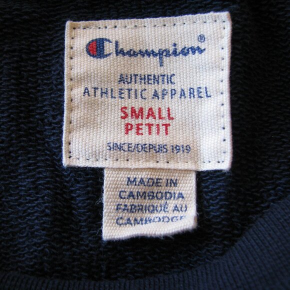 Champion Long Sleeve Embroidered Sweatshirt Navy Blue Crew Neck Small - Picture 5 of 7
